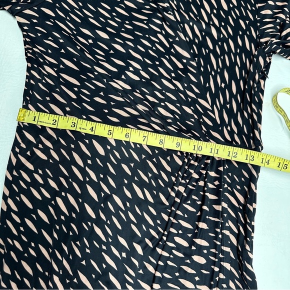 L. K. Bennett Dress  Sz 8 Wrap Gathered Long Sleeves V Neckline - Picture 4 of 10